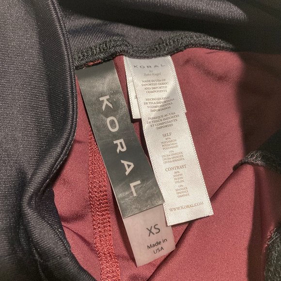 Koral "Breaker" High Waisted Ankle Leggings Wine and Black - Picture 5 of 10